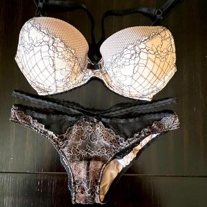 Victoria’s Secret Black/Light Pink Lace Matching Set